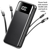 Power Bank 50,000 mAh with built in cables